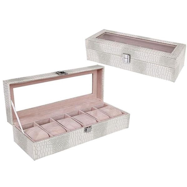 watch boxes & cases box large 6 men women crocodile grain leather display glass jewelry case white, Black;blue
watch boxes & cases box large 6 men women crocodile grain leather display glass jewelry case white, Black;blue
