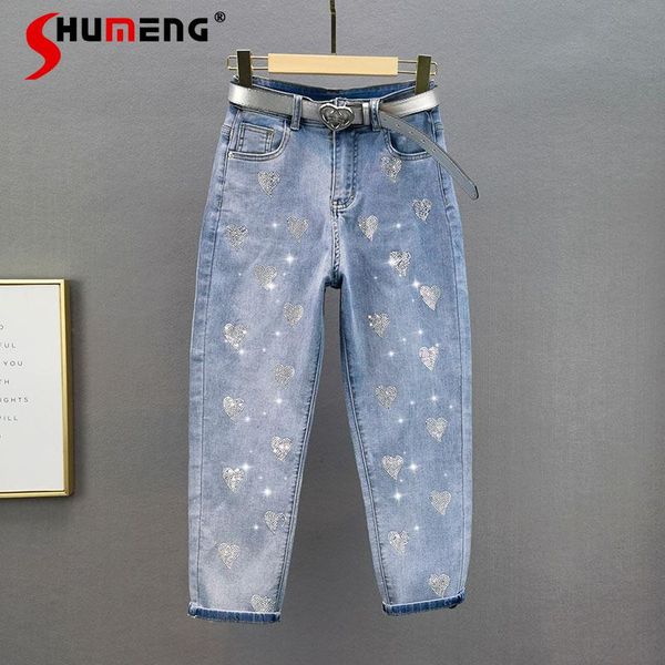 women's jeans cotton love pattern rhinestone ankle-length for ladies 2021 summer light blue high waist loose harem pants
women's jeans cotton love pattern rhinestone ankle-length for ladies 2021 summer light blue high waist loose harem pants