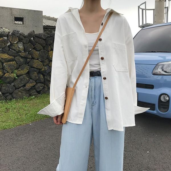 women's blouses & shirts solid color shirt outwear faux denim coat preppy style long sleeve womens and blouse 2021 (f3787), White
women's blouses & shirts solid color shirt outwear faux denim coat preppy style long sleeve womens and blouse 2021 (f3787), White