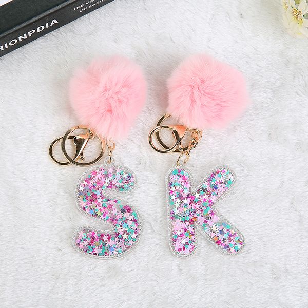women keychains gold keyring 13 words english letter glitter acrylic hollowed-out handbag charms with puffer ball, Silver
women keychains gold keyring 13 words english letter glitter acrylic hollowed-out handbag charms with puffer ball, Silver