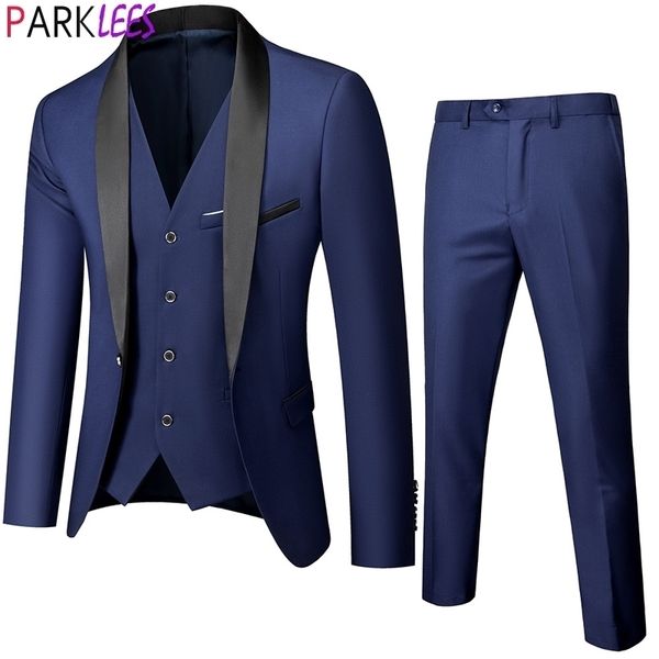 men's formal business navy blue 3pcs suits shawl collar one button slim fit elegant suits with pants men wedding terno masculino 210522, White;black
men's formal business navy blue 3pcs suits shawl collar one button slim fit elegant suits with pants men wedding terno masculino 210522, White;black
