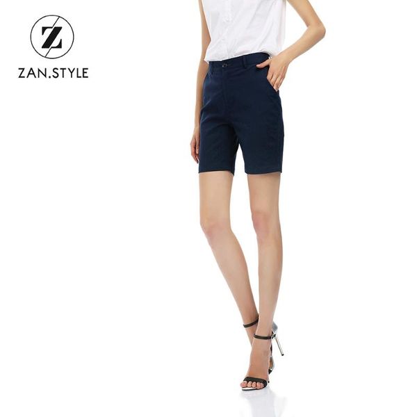 women's shorts zan.style high waist women cuffed cotton solid deep elastic zipper england style pockets button mini casual, White;black
women's shorts zan.style high waist women cuffed cotton solid deep elastic zipper england style pockets button mini casual, White;black