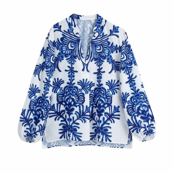 women's blouses & shirts fashion women vintage blue totem floral print smock blouse office ladies business casual shirt chic loose blus, White
women's blouses & shirts fashion women vintage blue totem floral print smock blouse office ladies business casual shirt chic loose blus, White