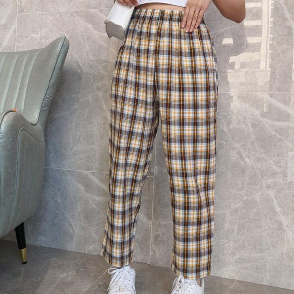 women's pants & capris 2021 spring summer fashion korean harem plaid cotton female trousers wide leg loose mid waist casual, Black;white
women's pants & capris 2021 spring summer fashion korean harem plaid cotton female trousers wide leg loose mid waist casual, Black;white