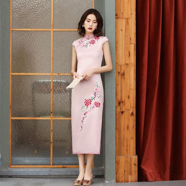 ethnic clothing lady pink qipao satin mandarin collar chinese dress vintage embroidery flower chengsam slim long vestidos plus size 3xl, Red
ethnic clothing lady pink qipao satin mandarin collar chinese dress vintage embroidery flower chengsam slim long vestidos plus size 3xl, Red