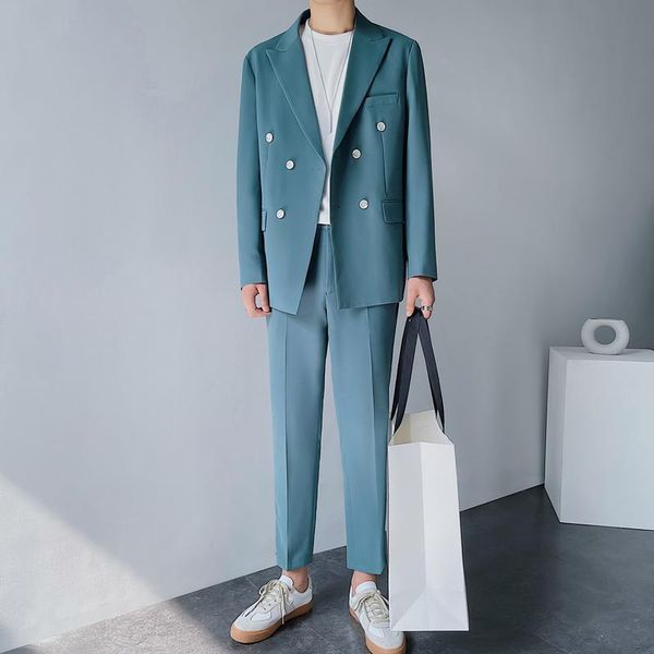 men's suits & blazers blue black formal suit men slim fashion business society mens dress office double breasted blazer pants two-piece, White;black
men's suits & blazers blue black formal suit men slim fashion business society mens dress office double breasted blazer pants two-piece, White;black