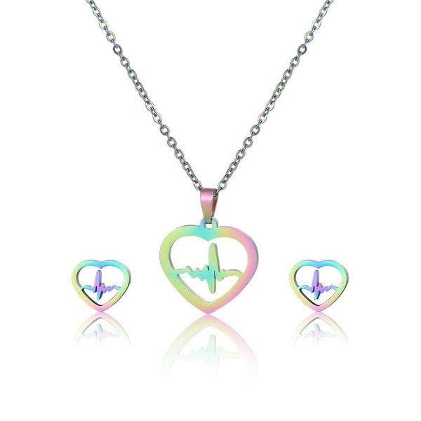 earrings & necklace arrival fashion chic women femme heart stainless steel punk heartbeat chain pendant friend gift, Silver
earrings & necklace arrival fashion chic women femme heart stainless steel punk heartbeat chain pendant friend gift, Silver