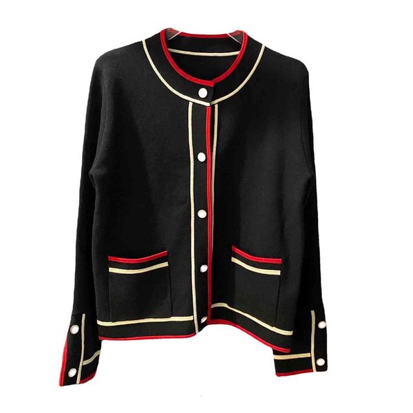 2021 early autumn xiaoxiang department knitted cardigan sweater women's color contrast stripe college style slim fit versatile coat wom, Black
2021 early autumn xiaoxiang department knitted cardigan sweater women's color contrast stripe college style slim fit versatile coat wom, Black