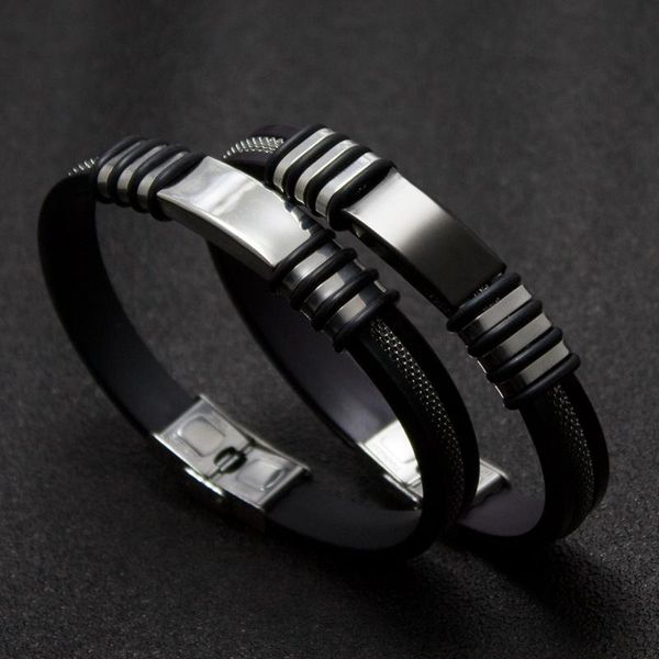 black/silver color stainless steel bracelet men wrist band black grooved rudder silicone mesh link insert punk wristband charm bracelets, Golden;silver
black/silver color stainless steel bracelet men wrist band black grooved rudder silicone mesh link insert punk wristband charm bracelets, Golden;silver