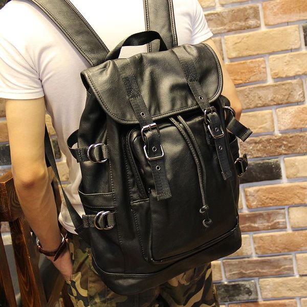 backpack pu soft leather casual black bags & travel backpacks for men western college style school
backpack pu soft leather casual black bags & travel backpacks for men western college style school