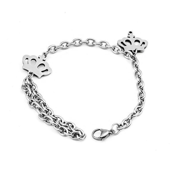 link, chain potcet stainless steel crown titanium bracelet cuban geometric fashion retro hip hop party jewelry, Black
link, chain potcet stainless steel crown titanium bracelet cuban geometric fashion retro hip hop party jewelry, Black