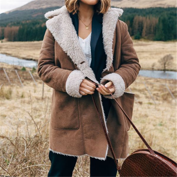 autumn female wool coat color big pocket down collar teddy jacket plus elegant size fashion outerwear, Tan;black
autumn female wool coat color big pocket down collar teddy jacket plus elegant size fashion outerwear, Tan;black