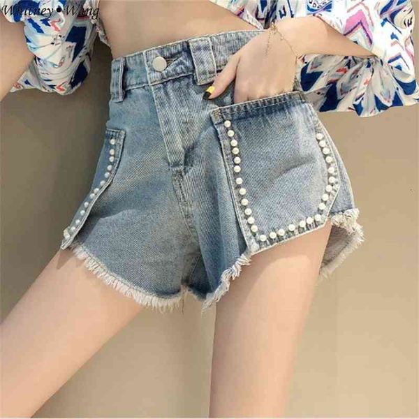 women's whitney wang summer fashion streetwear pearls beading pockets shorts jeans women stylish denim pants, Blue
women's whitney wang summer fashion streetwear pearls beading pockets shorts jeans women stylish denim pants, Blue