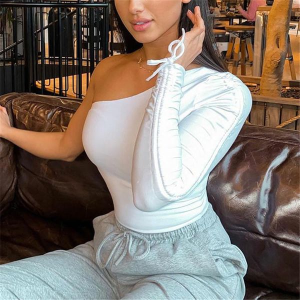 women's t-shirt spring autumn long sleeve crop black white t shirts women fasion basic short party one shoulder casual tees m0156
women's t-shirt spring autumn long sleeve crop black white t shirts women fasion basic short party one shoulder casual tees m0156