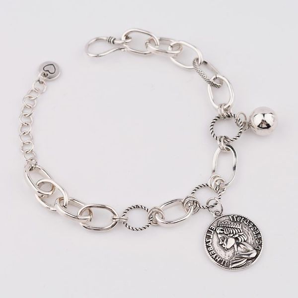 bangle fashion retro thai silver round brand portrait bracelet men and women personality cold style distressed thick chain jewelry, Black
bangle fashion retro thai silver round brand portrait bracelet men and women personality cold style distressed thick chain jewelry, Black