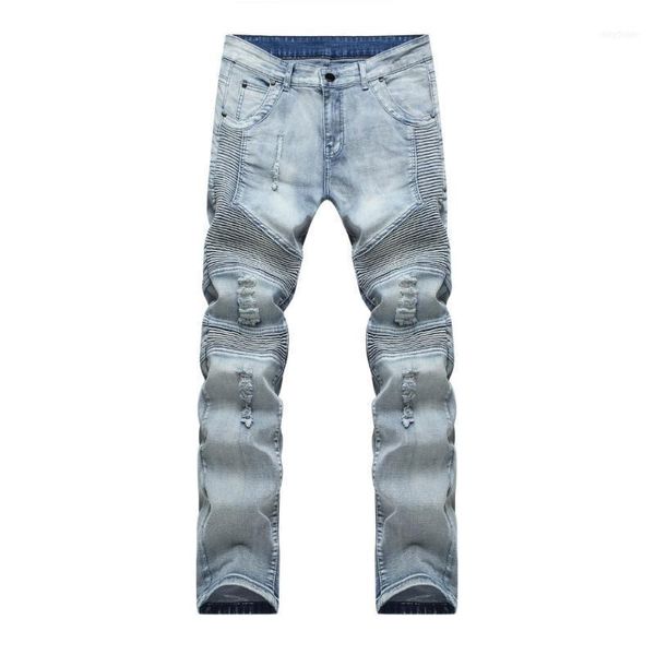 men's jeans fashion 2021 spring autumn euro design casual pleated fold distressed straight biker locomotive pencil skinny men1, Blue
men's jeans fashion 2021 spring autumn euro design casual pleated fold distressed straight biker locomotive pencil skinny men1, Blue