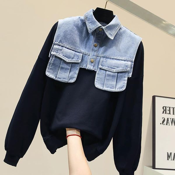 women's hoodies & sweatshirts streetwear women autumn casual loose cotton sweatshirt denim patchwork hooded fashion long sleeve removab, Black
women's hoodies & sweatshirts streetwear women autumn casual loose cotton sweatshirt denim patchwork hooded fashion long sleeve removab, Black