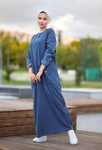 ethnic clothing women's denim dress with pockets button crew neckline long hijab model muslim fashion islamic, Red
ethnic clothing women's denim dress with pockets button crew neckline long hijab model muslim fashion islamic, Red
