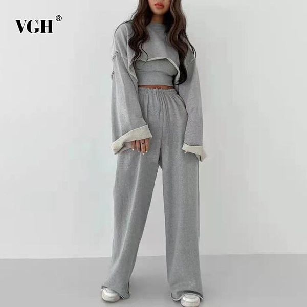 women's two piece pants vgh gray set for women o neck long sleeve short high waist loose full length casual sets female 2021 style, White
women's two piece pants vgh gray set for women o neck long sleeve short high waist loose full length casual sets female 2021 style, White