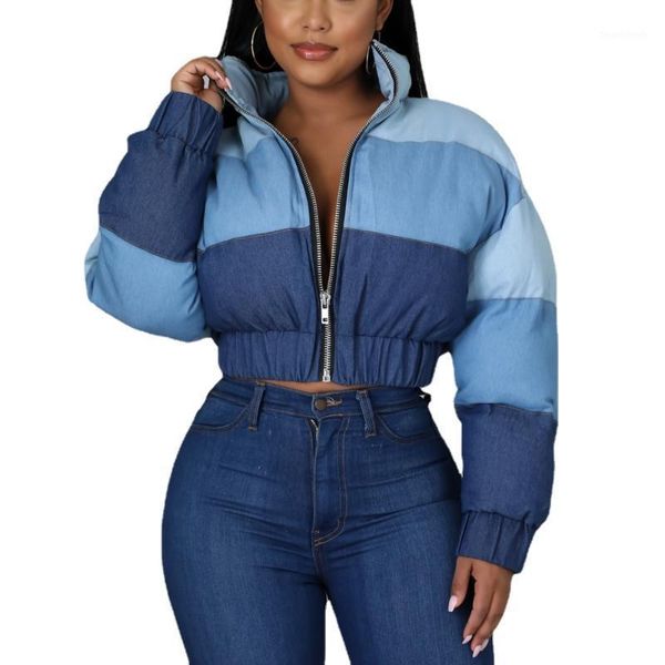 women's down & parkas fashion winter women denim blue gradient color patchwork padded jacket coat streetwear ladies zipper outerwear ov, Black
women's down & parkas fashion winter women denim blue gradient color patchwork padded jacket coat streetwear ladies zipper outerwear ov, Black