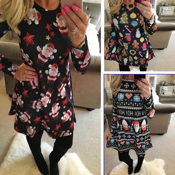 s 5xl large size winter women dress casual cute printed christmas loose party short above knee mini plus vestidos, Black;gray
s 5xl large size winter women dress casual cute printed christmas loose party short above knee mini plus vestidos, Black;gray