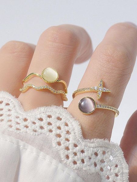 cluster rings delicate opal cat eye cymophane zircon double finger ring flower jewelry accessories bijoux luxe sparkling for women, Golden;silver
cluster rings delicate opal cat eye cymophane zircon double finger ring flower jewelry accessories bijoux luxe sparkling for women, Golden;silver