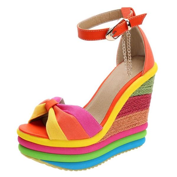 summer matching women's shoes grass weave slope heel sandals high fish mouth roman rainbow, Black
summer matching women's shoes grass weave slope heel sandals high fish mouth roman rainbow, Black