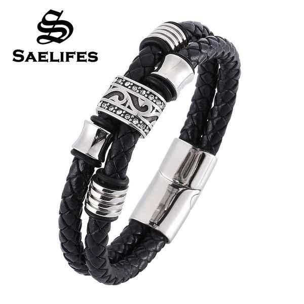charm bracelets punk black leather woven bracelet men stainless steel magnetic clasp braided double layer fashion jewelry gifts pd0342, Golden;silver
charm bracelets punk black leather woven bracelet men stainless steel magnetic clasp braided double layer fashion jewelry gifts pd0342, Golden;silver