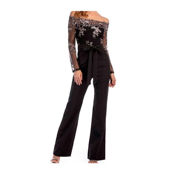 women's jumpsuits & rompers neck long sleeve sequined black loose jumpsuit with belt, Black;white
women's jumpsuits & rompers neck long sleeve sequined black loose jumpsuit with belt, Black;white
