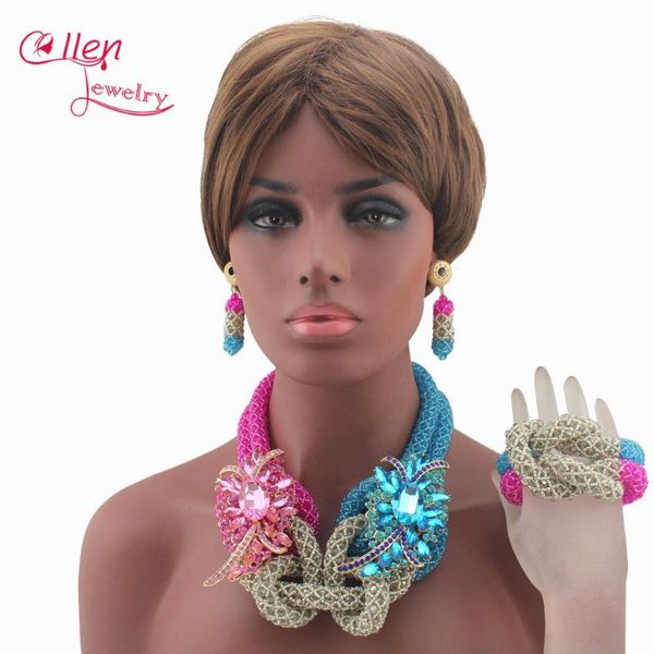 earrings & necklace 2021 luxury big flowers pink/sky blue crystal necklaces nigerian wedding bridal beads african jewelry set e1110, Silver
earrings & necklace 2021 luxury big flowers pink/sky blue crystal necklaces nigerian wedding bridal beads african jewelry set e1110, Silver