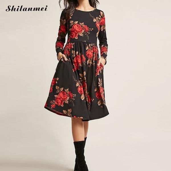 casual dresses elegant floral print dress women long sleeve o-neck vintage flower a-line party midi loose daily wear femme, Black;gray
casual dresses elegant floral print dress women long sleeve o-neck vintage flower a-line party midi loose daily wear femme, Black;gray