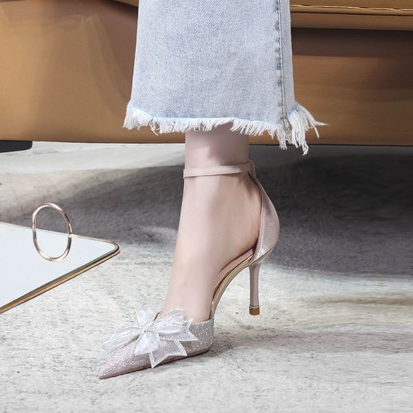slippers 2021 summer one-word buckle with bow stiletto high-heeled women's sandals pointed toe banquet dress wild sequin work sing, Black
slippers 2021 summer one-word buckle with bow stiletto high-heeled women's sandals pointed toe banquet dress wild sequin work sing, Black