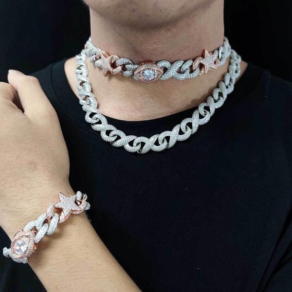 charm bracelets 20mm exaggerated glasses button 8-star cuba chain micro inlaid zircon trendsetter hip hop bracelet necklace, Golden;silver
charm bracelets 20mm exaggerated glasses button 8-star cuba chain micro inlaid zircon trendsetter hip hop bracelet necklace, Golden;silver