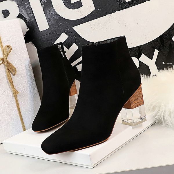 boots length flock women fashion square toe high heel winter ankle boots ladies shoes 298-2, Black
boots length flock women fashion square toe high heel winter ankle boots ladies shoes 298-2, Black