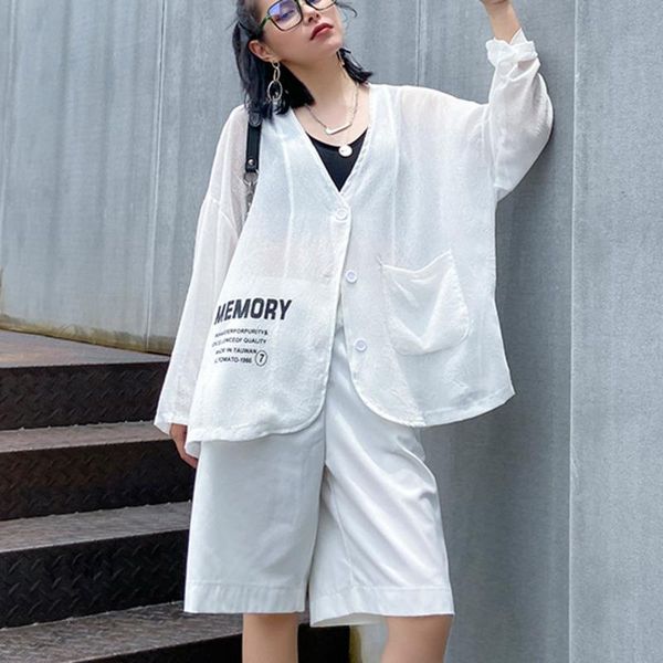women's jackets xuxi sunscreen summer thin coat fashion printing letter short long sleeve high street loose single breasted 2021 women, Black;brown
women's jackets xuxi sunscreen summer thin coat fashion printing letter short long sleeve high street loose single breasted 2021 women, Black;brown