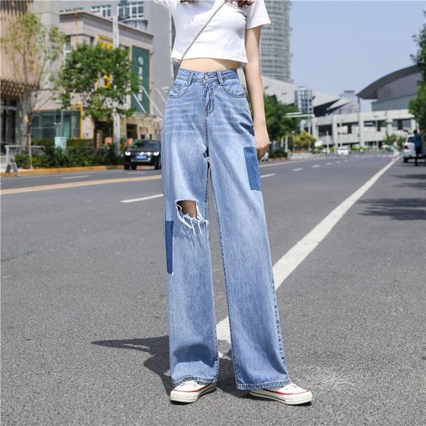 women's jeans summer women wide leg pockets patchwork high waist ripped for fashion 2021 hit color korean denim trousers, Blue
women's jeans summer women wide leg pockets patchwork high waist ripped for fashion 2021 hit color korean denim trousers, Blue