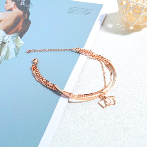 tbh-2 european and american simple female personality geometric pendant double chain trendy ladies bracelet factory direct sales bangle, Black
tbh-2 european and american simple female personality geometric pendant double chain trendy ladies bracelet factory direct sales bangle, Black