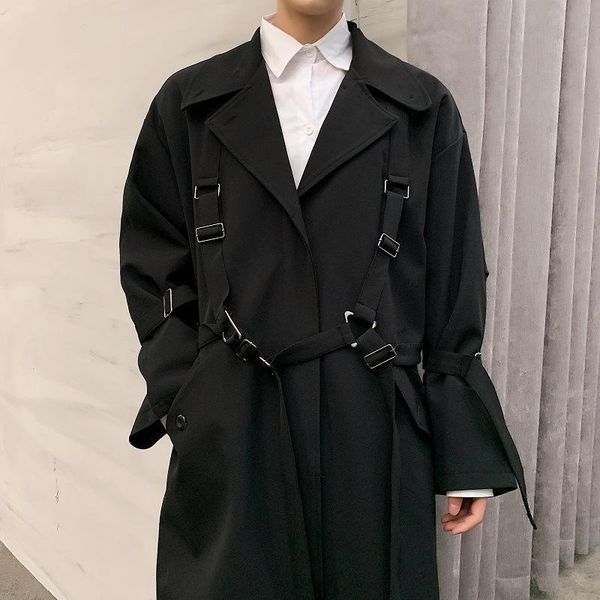 women's trench coats fashion brand dark black windbreaker coat men's functional style with loose bandage, Tan;black
women's trench coats fashion brand dark black windbreaker coat men's functional style with loose bandage, Tan;black