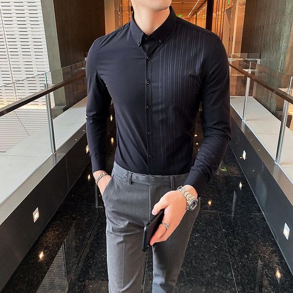british gentleman style men's striped long sleeve shirt korean slim fit c2003/p68 black casual shirts, White;black
british gentleman style men's striped long sleeve shirt korean slim fit c2003/p68 black casual shirts, White;black