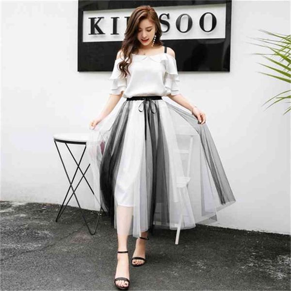 elegant summer 2 piece set spaghetti straps + mesh long pleated beading skirt sets suits ensemble femme 210514, White
elegant summer 2 piece set spaghetti straps + mesh long pleated beading skirt sets suits ensemble femme 210514, White