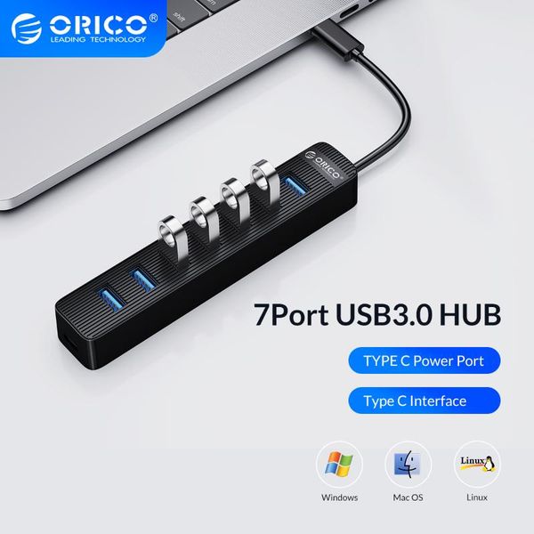 hubs orico 7 port usb 3.0 hub superspeed type c input with power supply for lapomputer pc
hubs orico 7 port usb 3.0 hub superspeed type c input with power supply for lapomputer pc