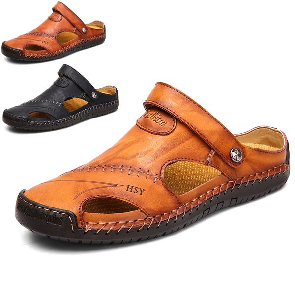men sandals summer genuine leather men shoes soft comfortable male outdoor beach slippers slip-on man sandals sandalias hombre, Black
men sandals summer genuine leather men shoes soft comfortable male outdoor beach slippers slip-on man sandals sandalias hombre, Black