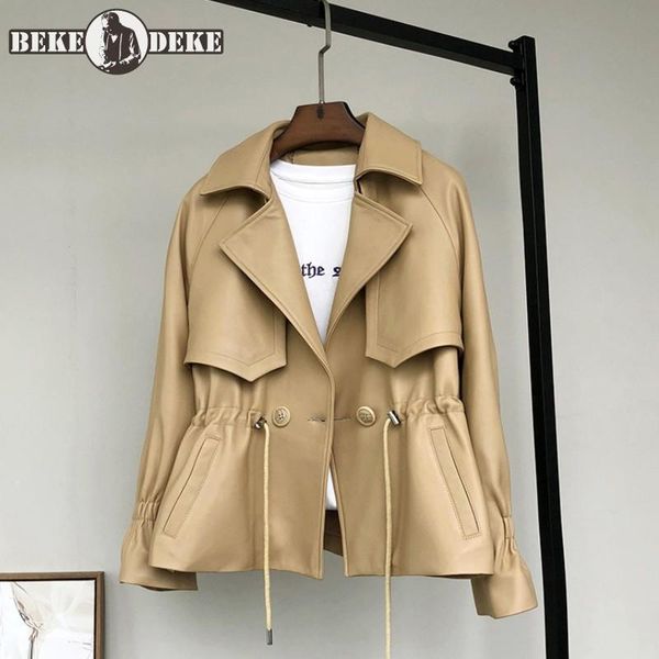 women's leather & faux autumn womens coat turn-down collar genuine short windbreakers adjustable waist slim fit motorcycle sheepskin ja, Black
women's leather & faux autumn womens coat turn-down collar genuine short windbreakers adjustable waist slim fit motorcycle sheepskin ja, Black