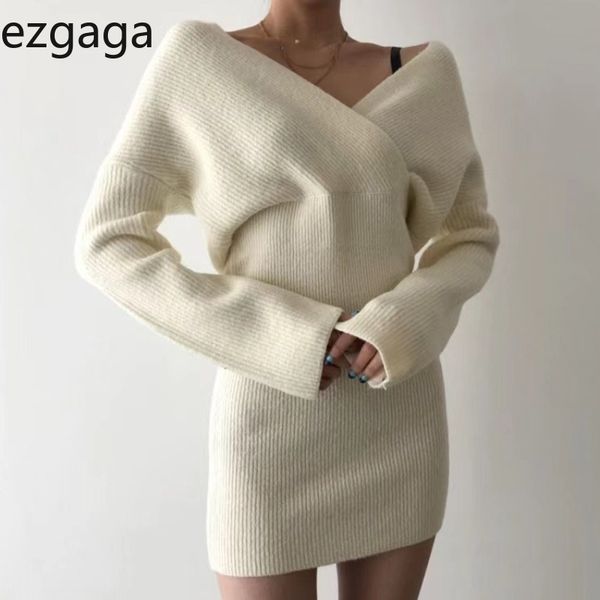 ezgaga elegant chic women knit sweater dress v-neck criss-cross off shoulder ladies bodycon dress solid ladies vestidos 210430, Black;gray
ezgaga elegant chic women knit sweater dress v-neck criss-cross off shoulder ladies bodycon dress solid ladies vestidos 210430, Black;gray