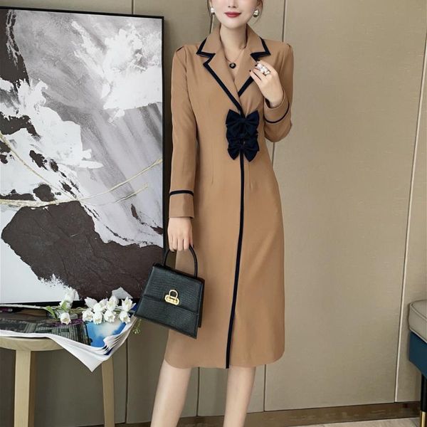 women's wool & blends windbreaker middle and long style early autumn 2021 suit lapel dress hand nailed bow, Black
women's wool & blends windbreaker middle and long style early autumn 2021 suit lapel dress hand nailed bow, Black
