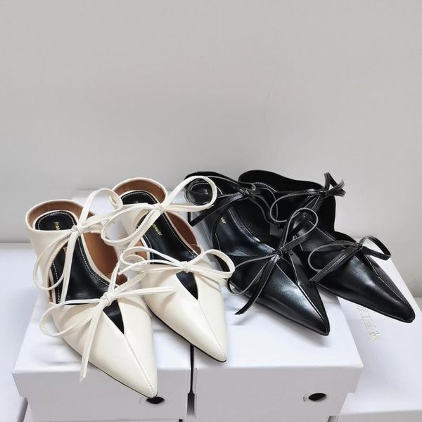 slippers 2021 summer muller shoes pointed toe single fashion bow low heel sandals hollow out elegant slides pumps, Black
slippers 2021 summer muller shoes pointed toe single fashion bow low heel sandals hollow out elegant slides pumps, Black