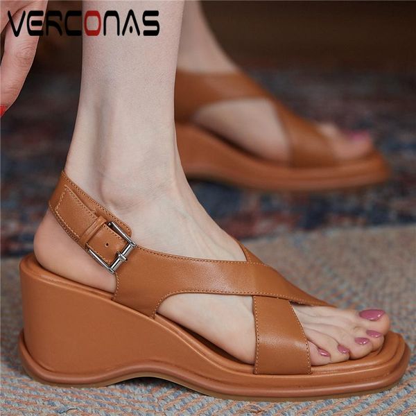 sandals verconas 2021 summer women fashion casual concise genuine leather pumps cross-tied peep toe wedges heels shoes woman, Black
sandals verconas 2021 summer women fashion casual concise genuine leather pumps cross-tied peep toe wedges heels shoes woman, Black