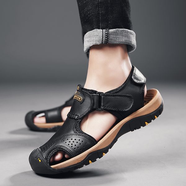 slippers genuine leather men's summer sandals outdoor men casual comfortable shoes breathable hiking mens beach 2fbq, Black
slippers genuine leather men's summer sandals outdoor men casual comfortable shoes breathable hiking mens beach 2fbq, Black