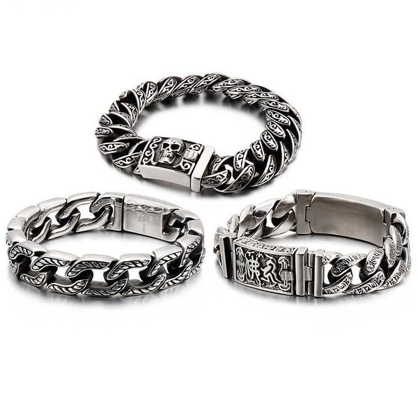 link, chain punk charm vintage skull bracelet mens hiphop stainless steel mysterious symbol biker curb cuban link armband jewelry 2021, Black
link, chain punk charm vintage skull bracelet mens hiphop stainless steel mysterious symbol biker curb cuban link armband jewelry 2021, Black