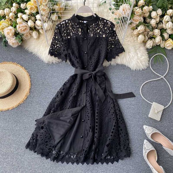 Casual Dresses FMFSSOM Summer Spring Vintage Hollow Out Sashes Buttons A-line High Waist Short Sleeve Women Female Dress Z741, Black;gray
Casual Dresses FMFSSOM Summer Spring Vintage Hollow Out Sashes Buttons A-line High Waist Short Sleeve Women Female Dress Z741, Black;gray